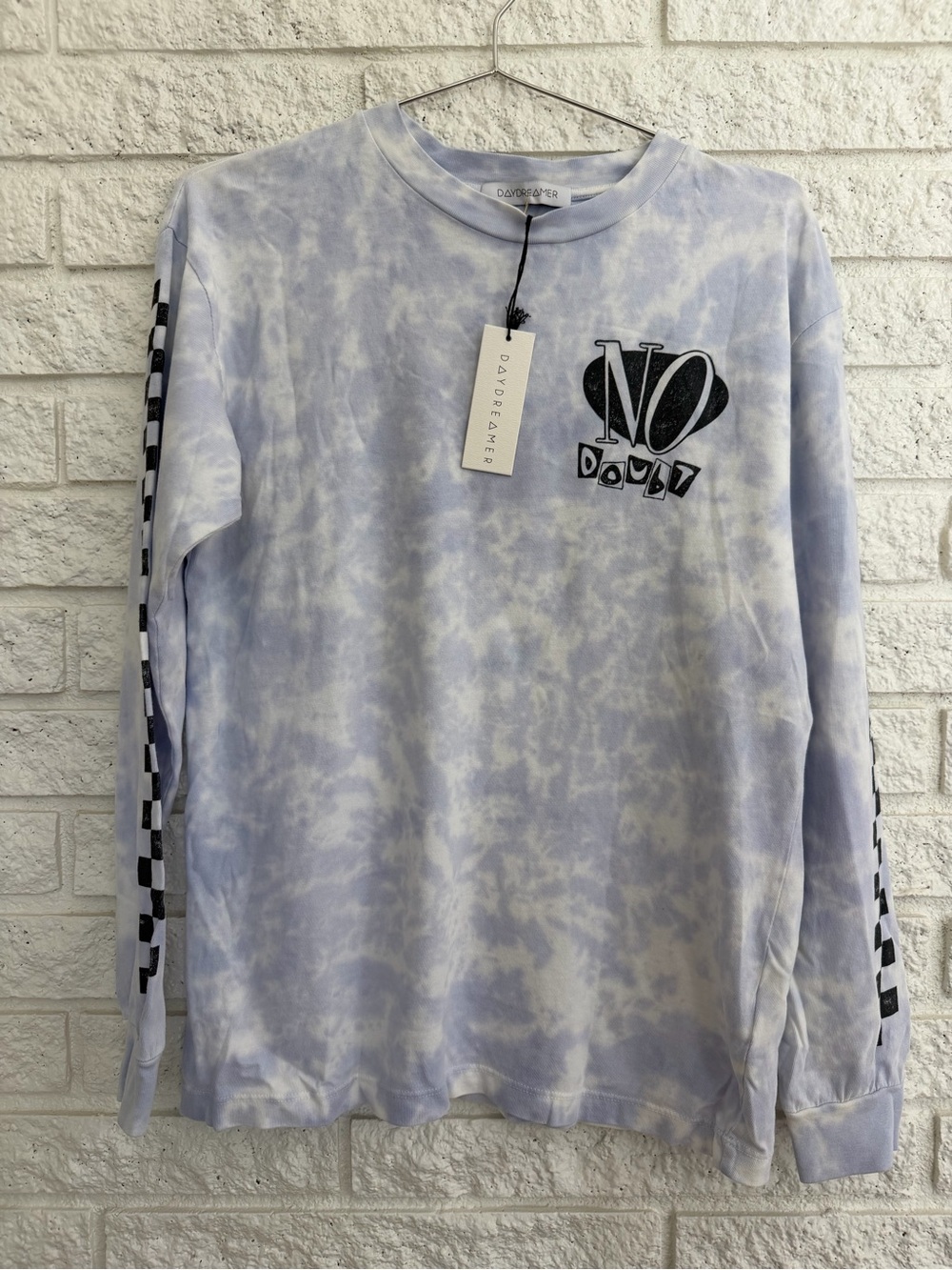 Daydreamer Light Blue Tie-Dye 'No Doubt' Long Sleeve Tee
